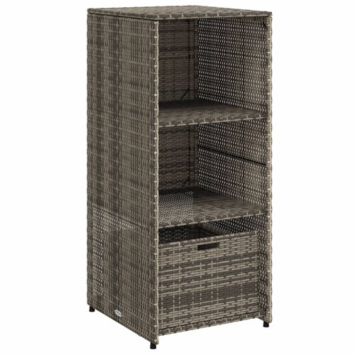 Armadietto Portaoggetti Giardino Grigio 50x55x115cm Polyrattan