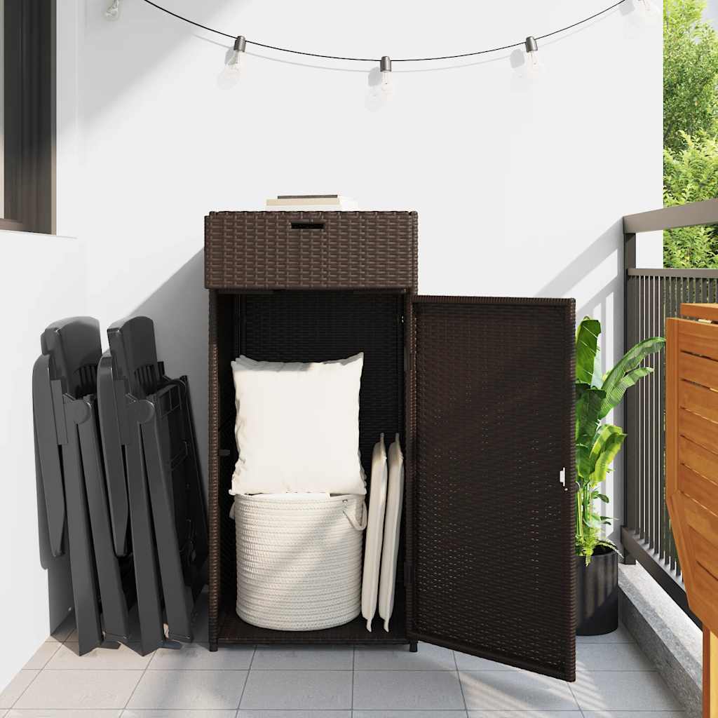 Armadietto Portaoggetti Giardino Marrone 55x55x111cm Polyrattan