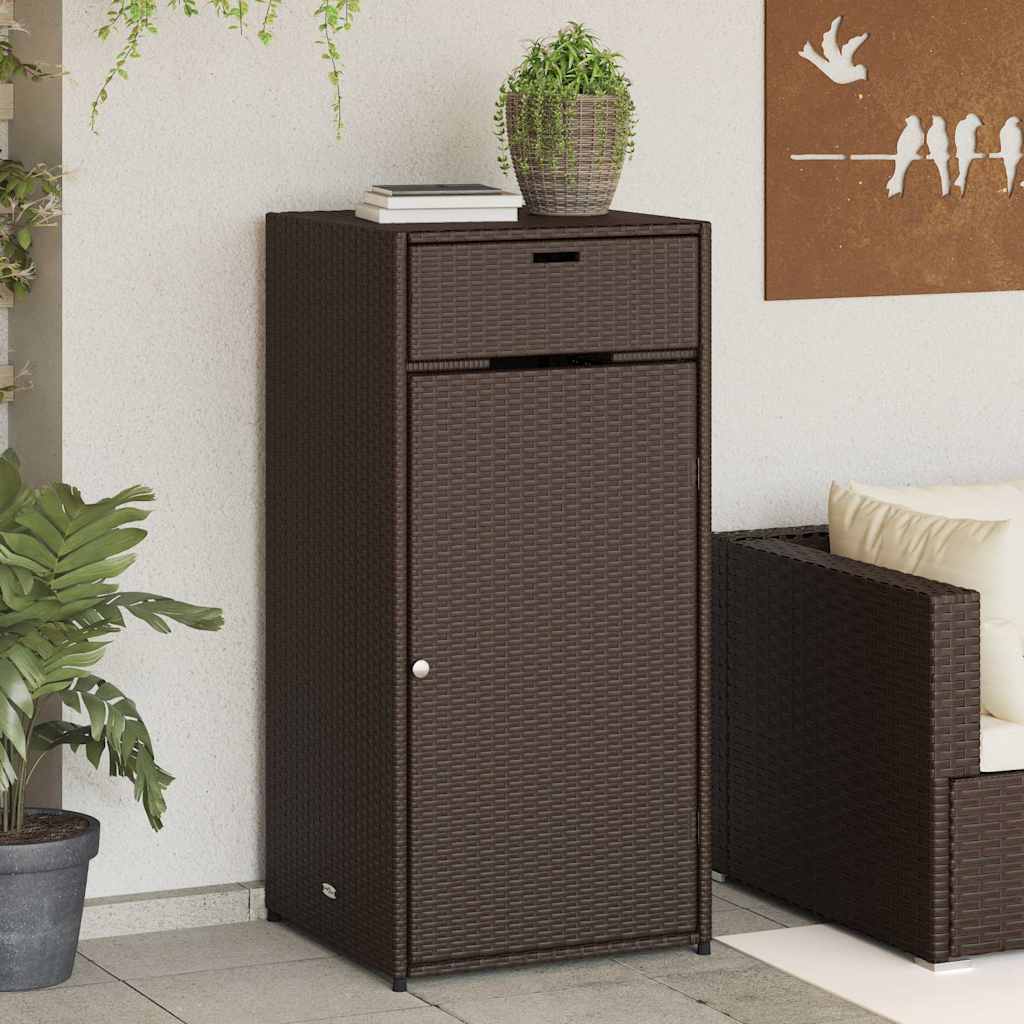 Armadietto Portaoggetti Giardino Marrone 55x55x111cm Polyrattan