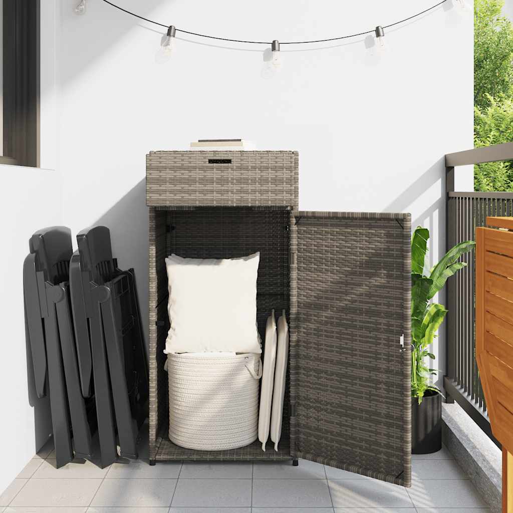 Armadietto Portaoggetti Giardino Grigio 55x55x111cm Polyrattan