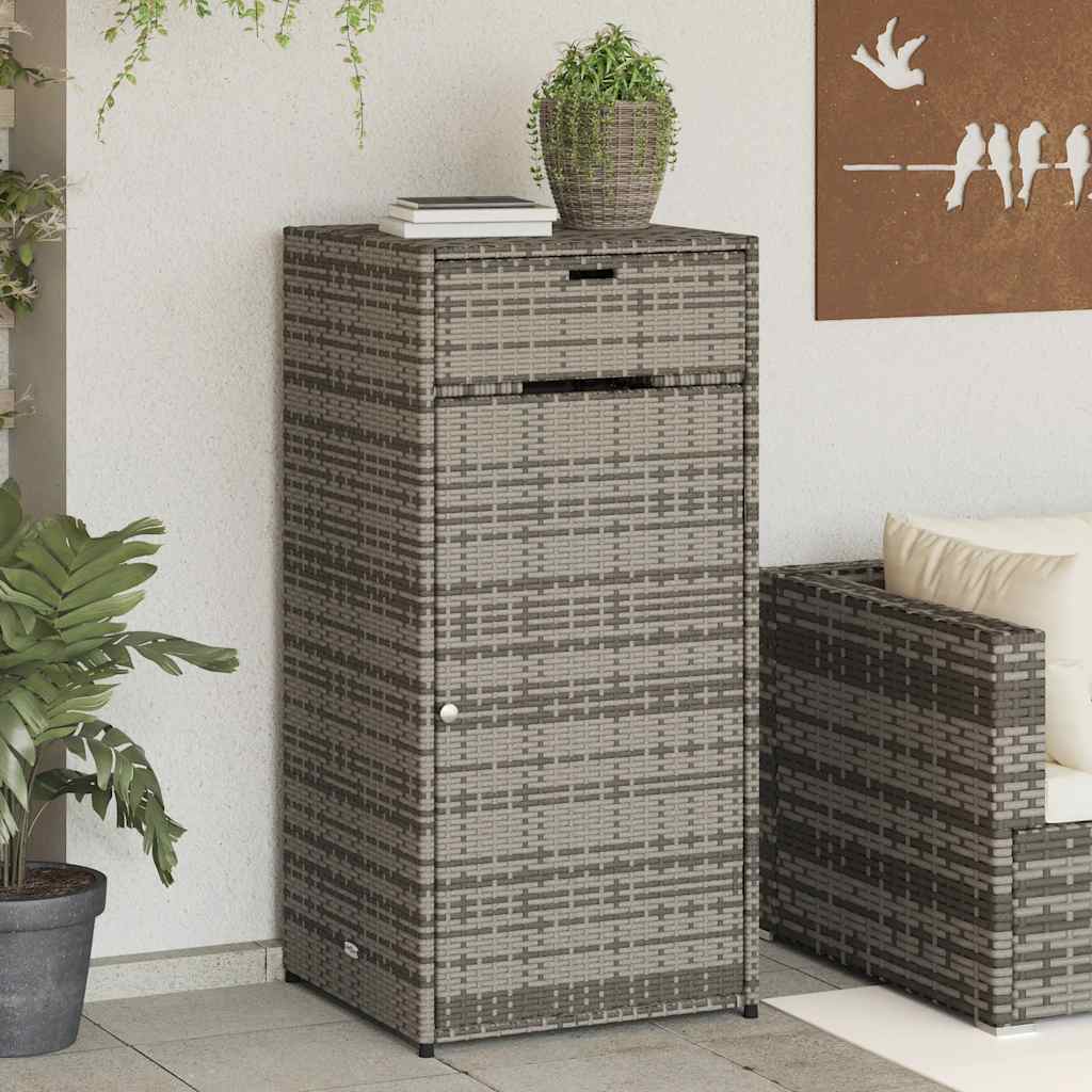 Armadietto Portaoggetti Giardino Grigio 55x55x111cm Polyrattan