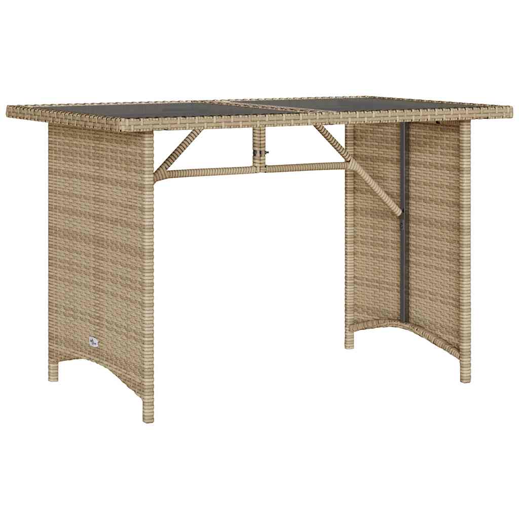 Tavolo da Giardino Piano in Vetro Beige 110x68x70 cm Polyrattan