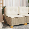 Divano Giardino Senza Braccioli con Cuscini Beige in Polyrattan
