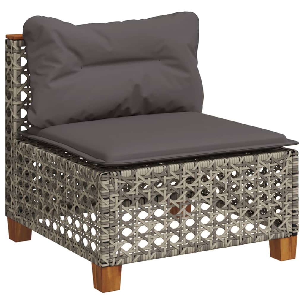 Divano Giardino Senza Braccioli con Cuscini Grigio Polyrattan