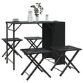 Set da Pranzo da Giardino Pieghevole 5 pz Nero in Polyrattan