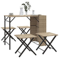 Set da Pranzo da Giardino Pieghevole 5pz Beige in Polyrattan