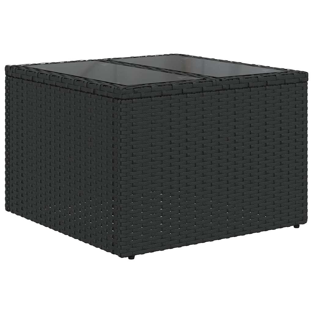 Tavolo da giardino con piano in vetro nero 55x55x37 cm in polyrattan