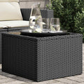 Tavolo da giardino con piano in vetro nero 55x55x37 cm in polyrattan