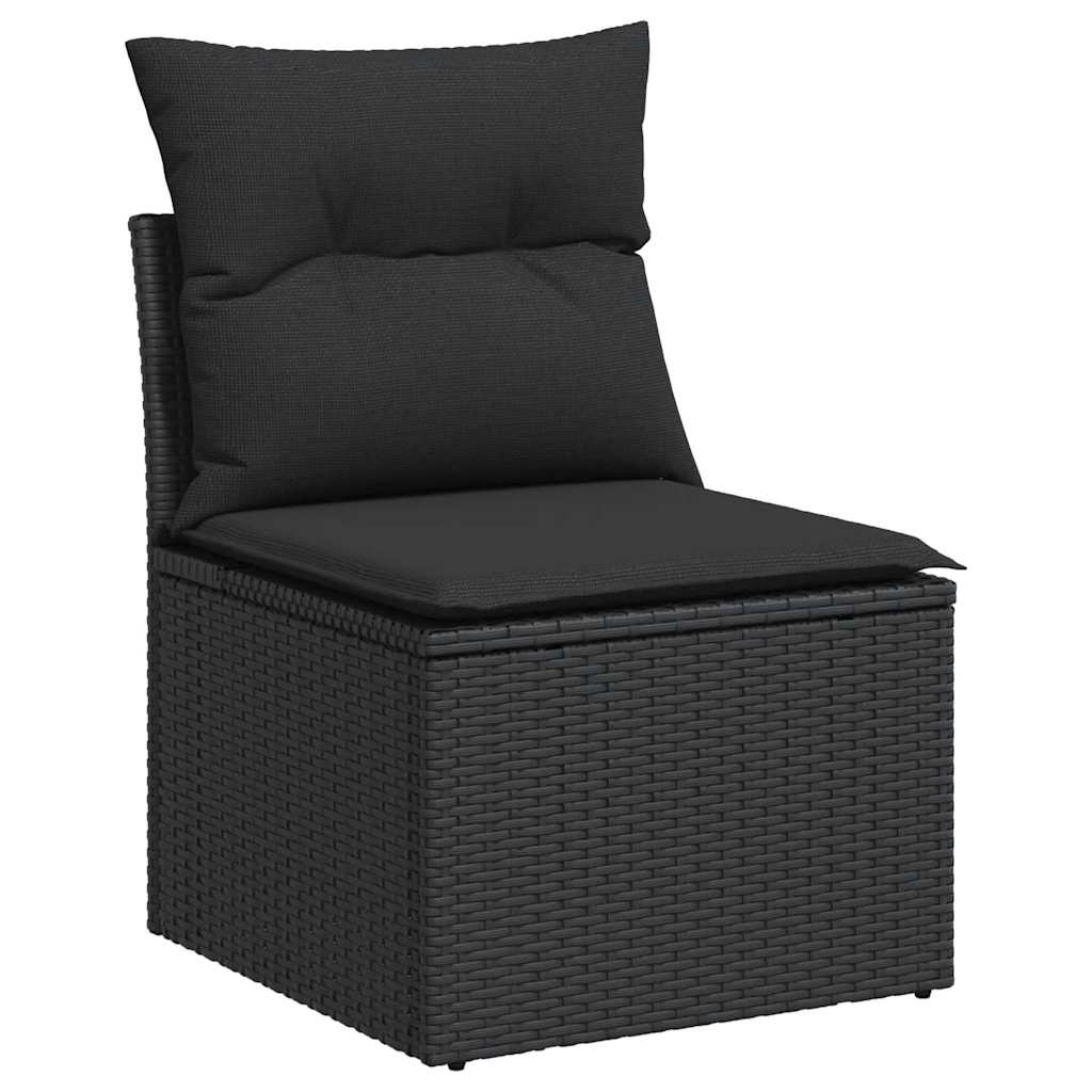 Sedia da giardino senza braccioli con cuscini nera in polyrattan
