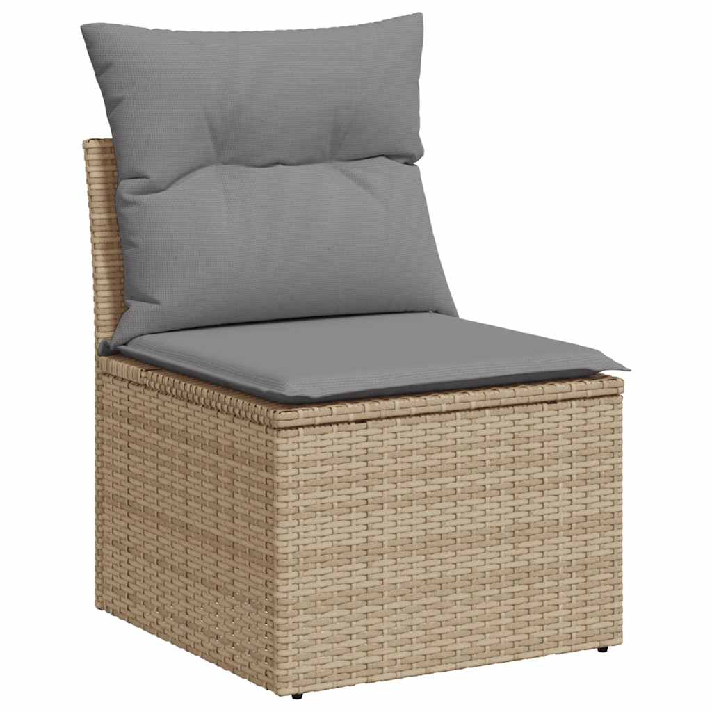 Sedia Giardino Senza Braccioli con Cuscini Beige in Polyrattan