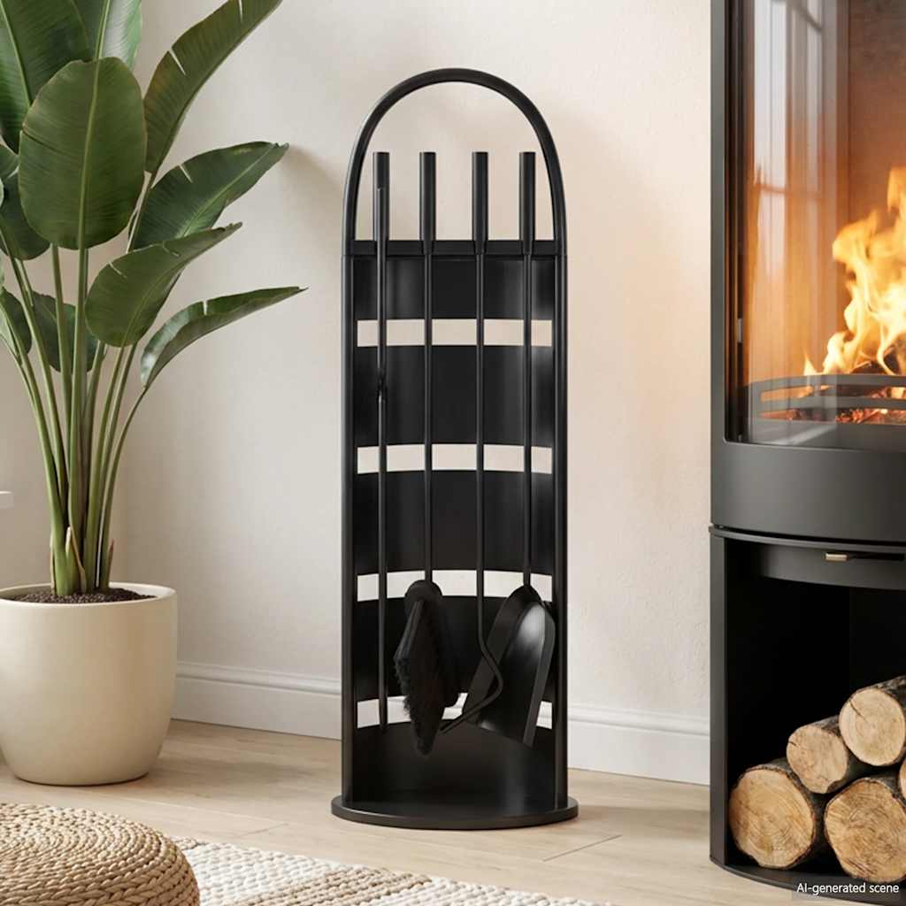 Set di attrezzi per camino 5 pezzi 23x15x66 cm in acciaio