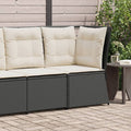 Divano Angolare da Giardino con Cuscini Nero in Polyrattan