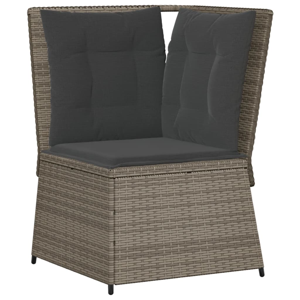 Divano Angolare da Giardino con Cuscini Grigio in Polyrattan