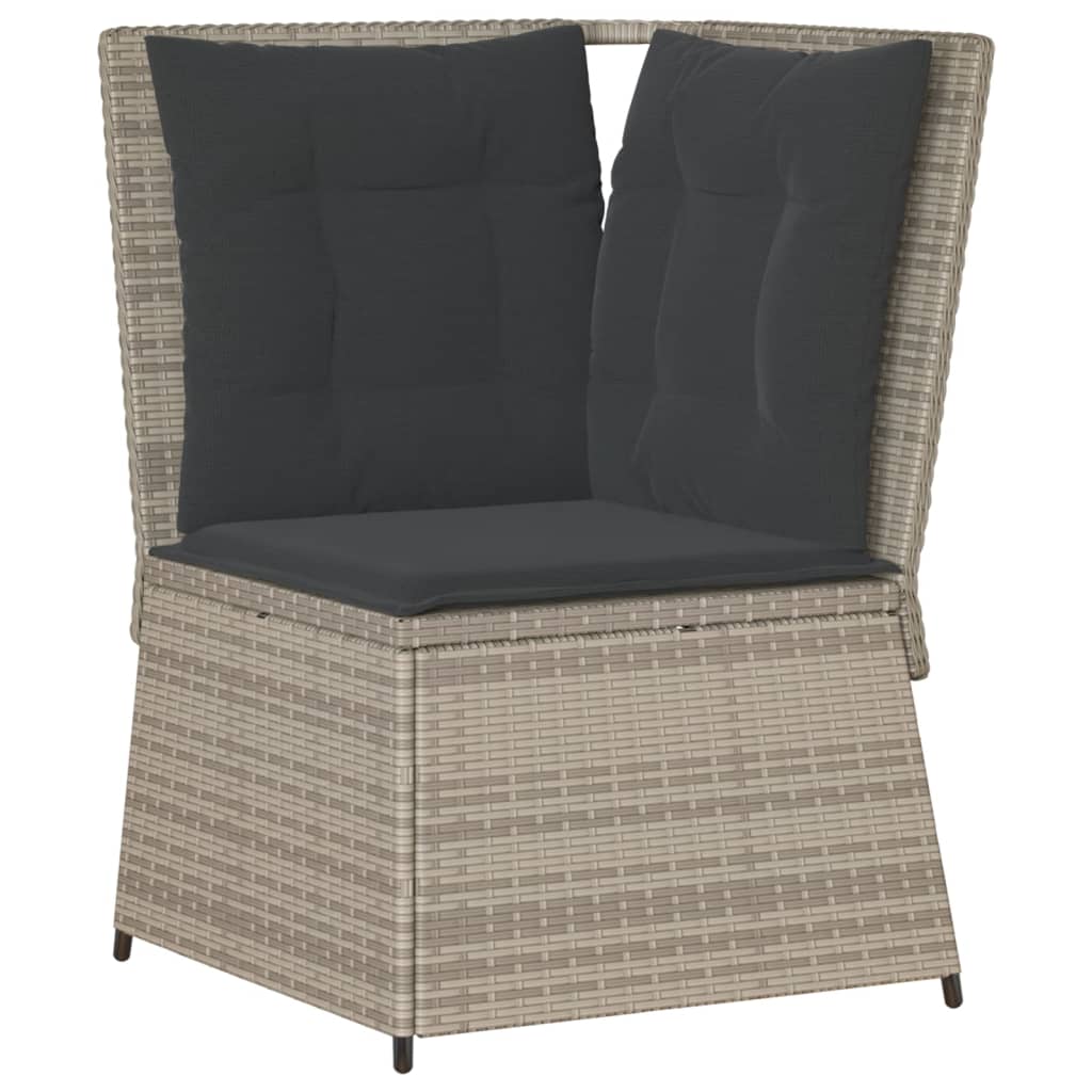 Divano Angolare Giardino con Cuscini Grigio Chiaro Polyrattan