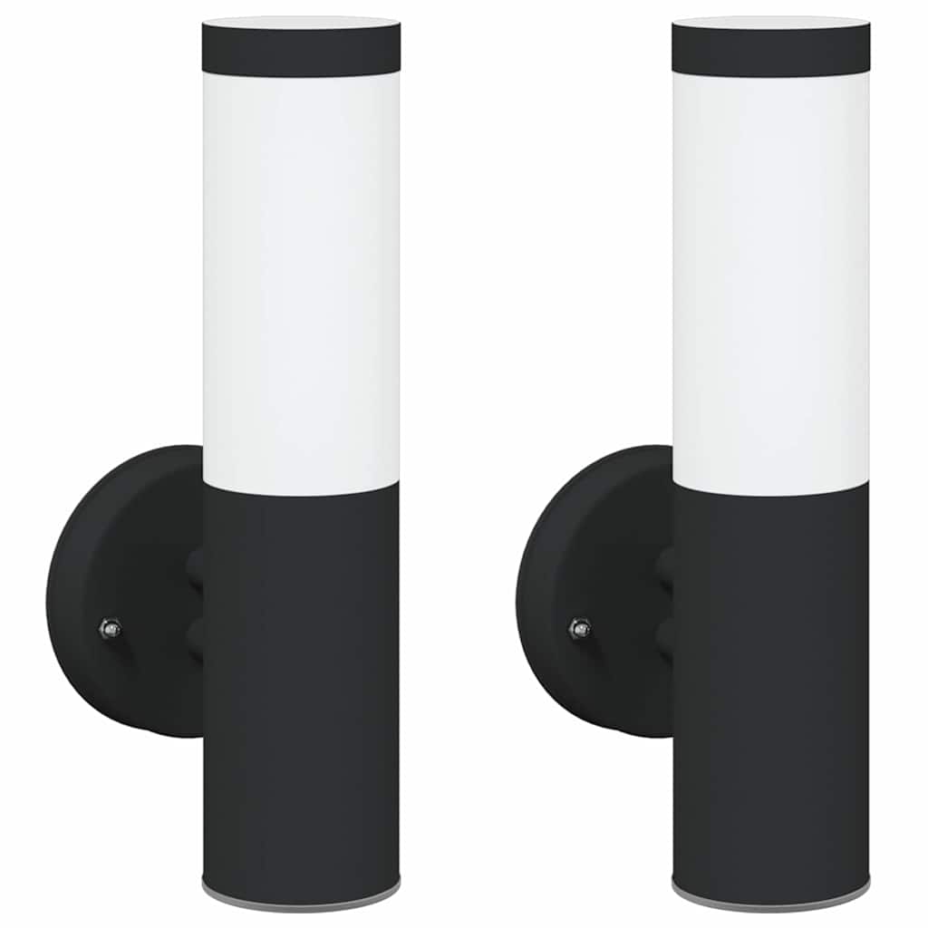 Lampada da Parete Esterna 2 pz Nero 15 x 7,5 x 33 cm