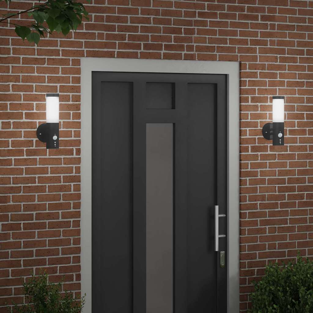 Lampada da Parete Esterna 2 pz Nero 15 x 7,5 x 33 cm