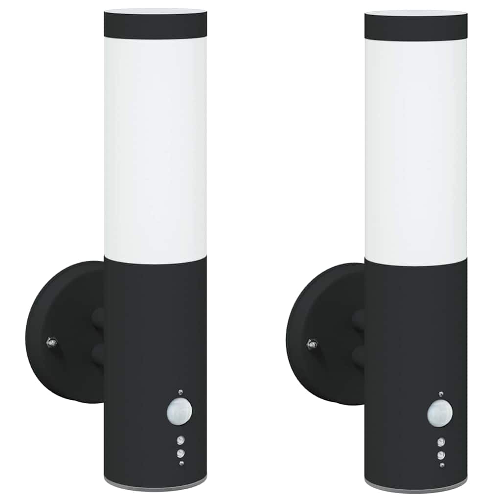 Lampada da Parete Esterna 2 pz Nero 15 x 7,5 x 33 cm