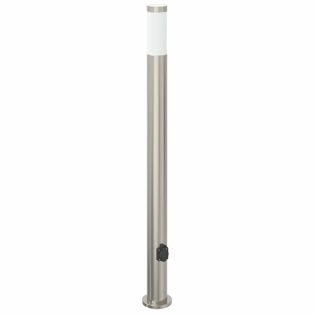 Lampada a paletto con presa elettrica 110 cm Acciaio Inox IP44