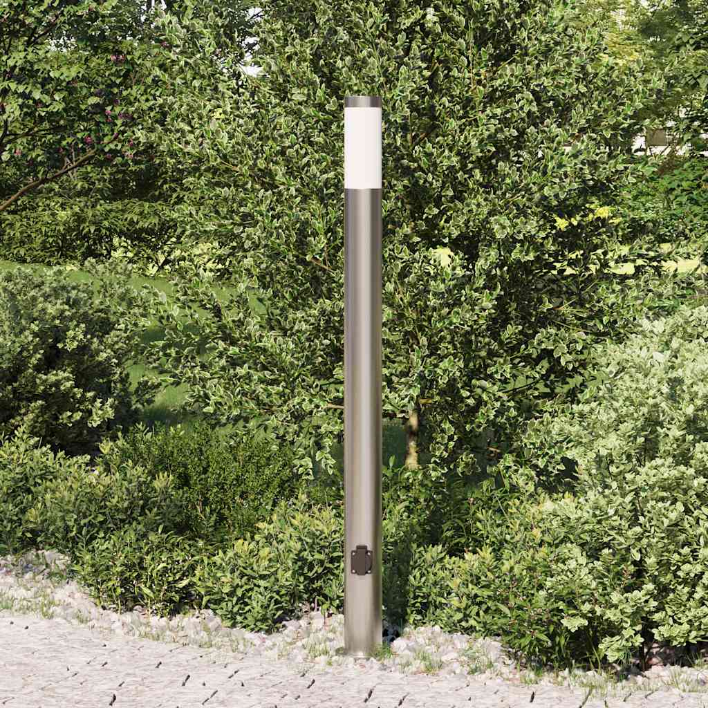 Lampada a paletto con presa elettrica 110 cm Acciaio Inox IP44