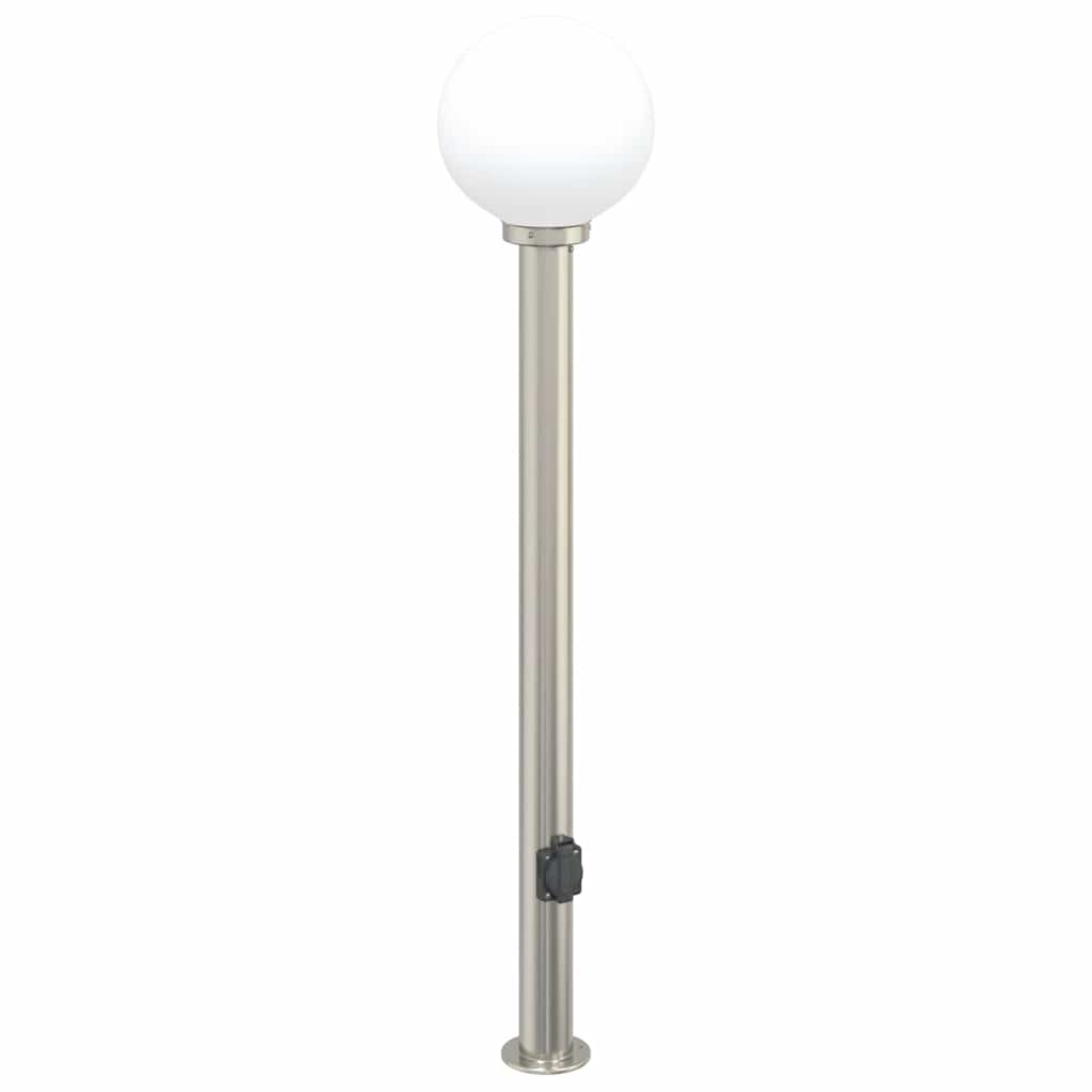 Lampada a paletto con presa elettrica 120 cm Acciaio Inox IP44
