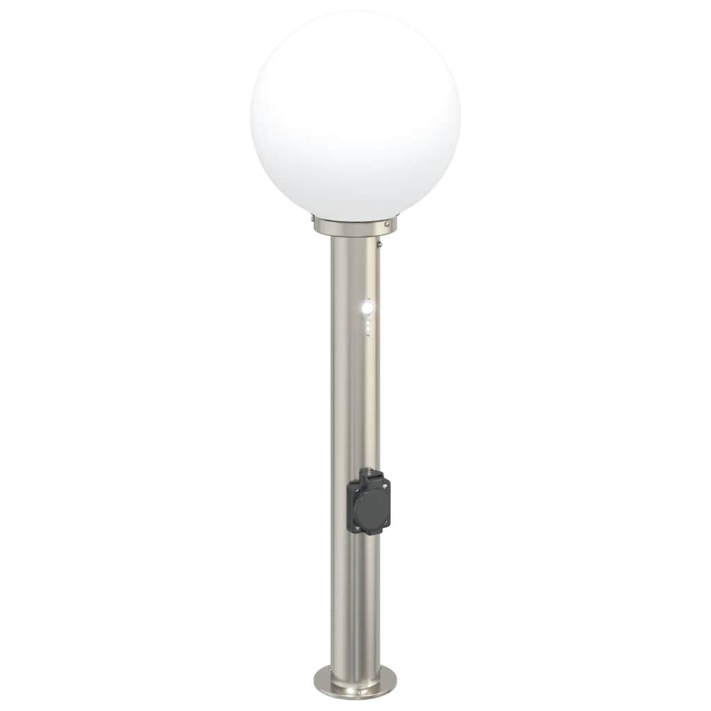 Lampada a paletto con sensore e presa 80 cm Acciaio Inox IP44