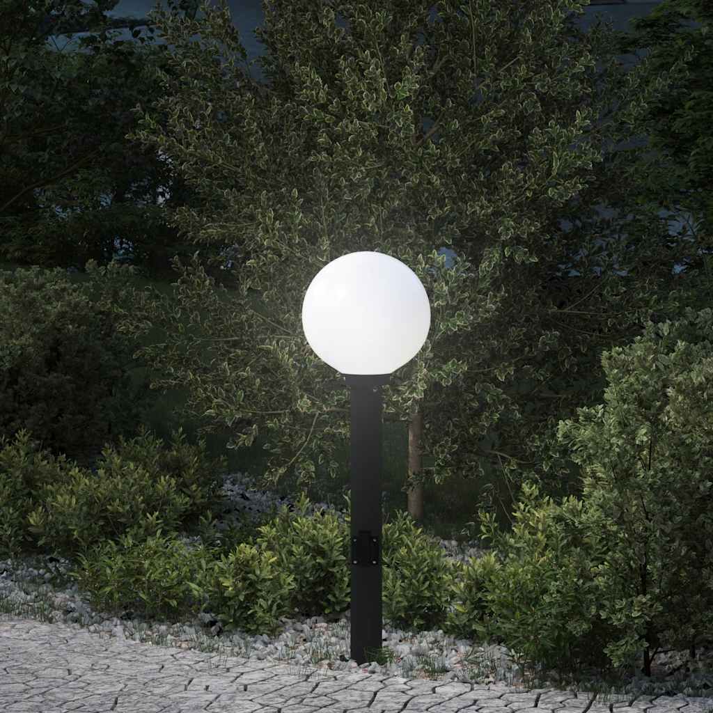 Lampada a paletto con presa elettrica 80 cm Nera IP44