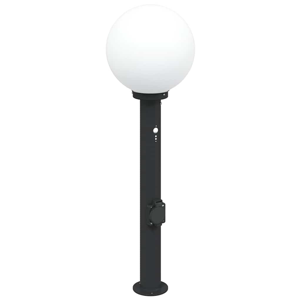 Lampada a paletto con sensore e presa 80 cm Nera IP44