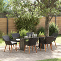 Set da Pranzo per Giardino 7 pz Nero polyrattan