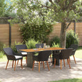 Set da Pranzo per Giardino 7 pz Nero polyrattan