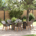 Set da Pranzo per Giardino 7 pz Grigio polyrattan
