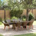 Set da Pranzo per Giardino 9 pz Grigio polyrattan