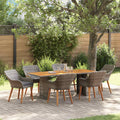 Set da Pranzo per Giardino 7 pz Grigio polyrattan