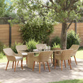 Set da Pranzo per Giardino 7 pz Beige polyrattan