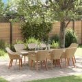 Set da Pranzo per Giardino 9 pz Beige polyrattan