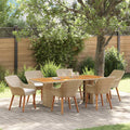 Set da Pranzo per Giardino 7 pz Beige polyrattan