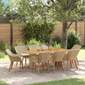 Set da Pranzo per Giardino 9 pz Beige polyrattan
