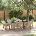 Set da Pranzo per Giardino 7 pz Grigio chiaro polyrattan