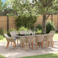 Set da Pranzo per Giardino 9 pz Grigio chiaro polyrattan