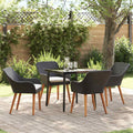 Set da Pranzo per Giardino 5 pz Nero polyrattan
