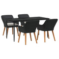 Set da Pranzo per Giardino 5 pz Nero polyrattan
