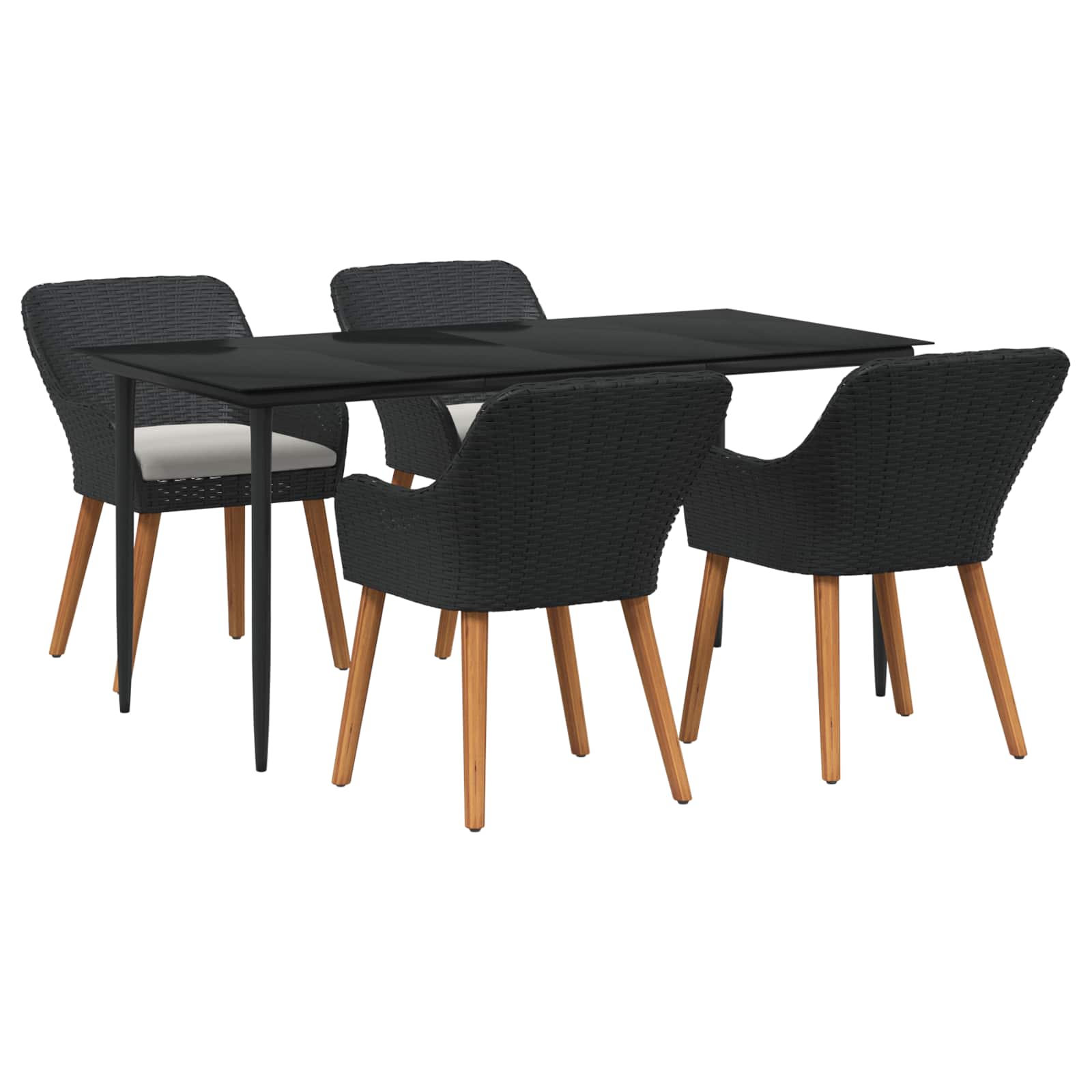 Set da Pranzo per Giardino 5 pz Nero polyrattan