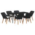 Set da Pranzo per Giardino 7 pz Nero polyrattan