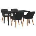 Set da Pranzo per Giardino 5 pz Nero polyrattan