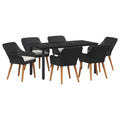 Set da Pranzo per Giardino 7 pz Nero polyrattan