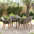 Set da Pranzo per Giardino 5 pz Grigio polyrattan
