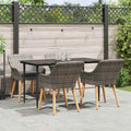 Set da Pranzo per Giardino 5 pz Grigio polyrattan