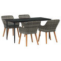 Set da Pranzo per Giardino 5 pz Grigio polyrattan