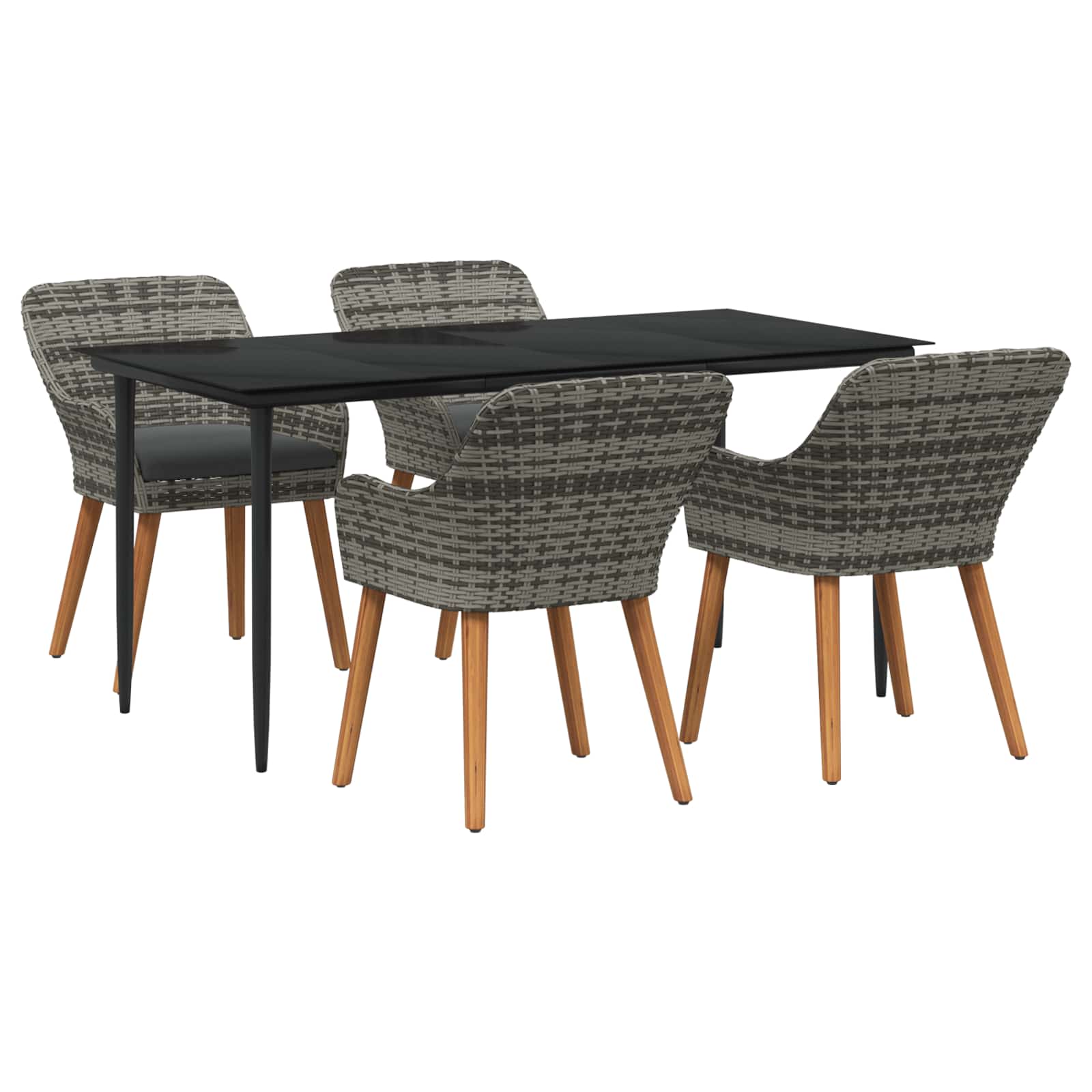 Set da Pranzo per Giardino 5 pz Grigio polyrattan