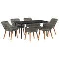 Set da Pranzo per Giardino 7 pz Grigio polyrattan