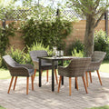 Set da Pranzo per Giardino 5 pz Grigio polyrattan